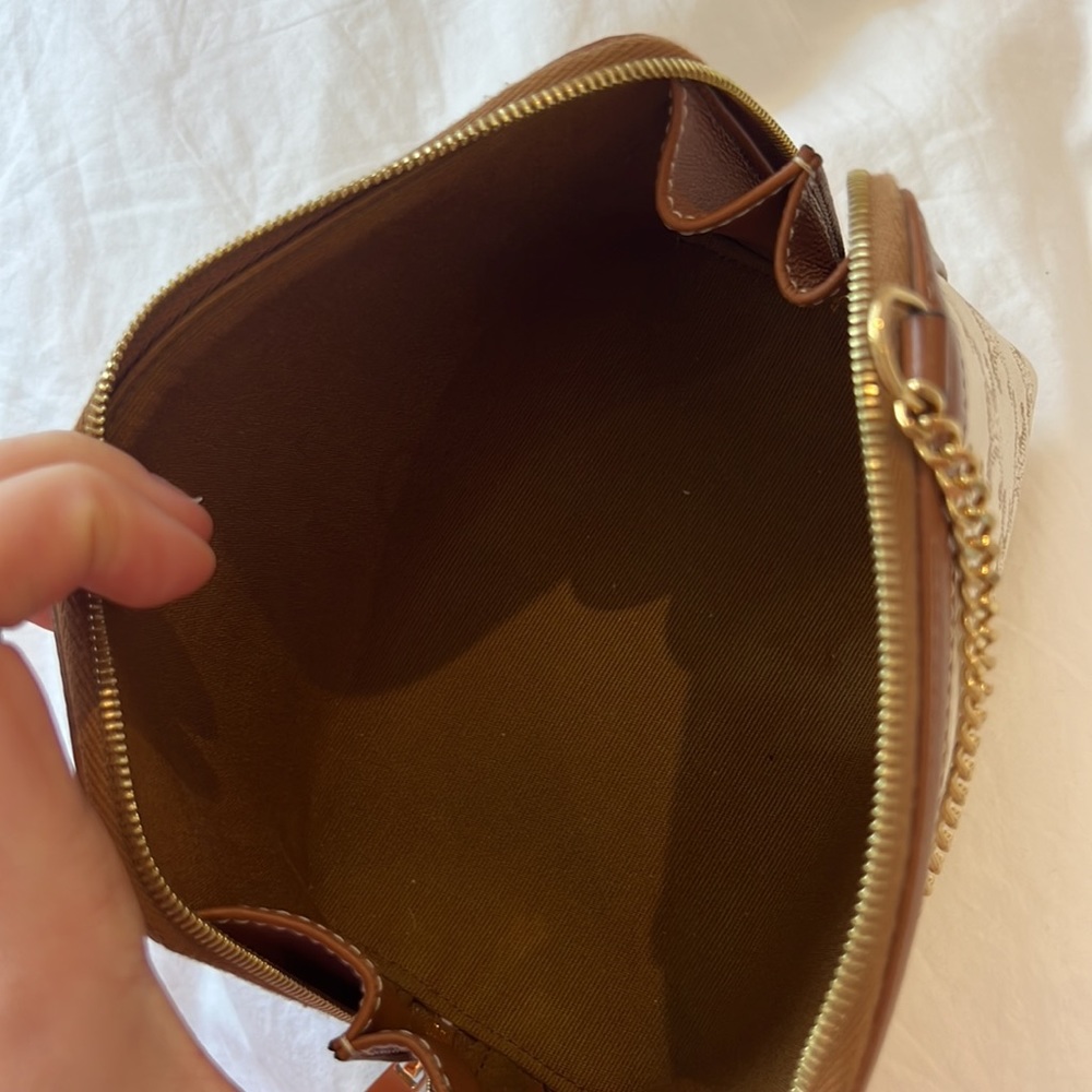 COPY - Clutch with chain in triomph canvas and lambskin white/brown - Picture 9 of 10